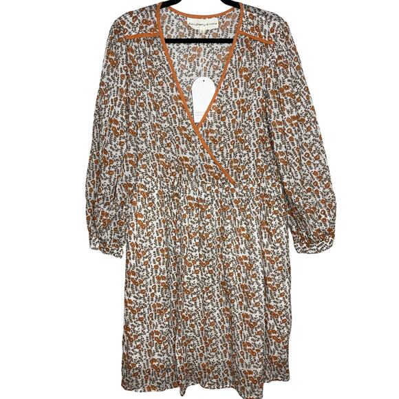 Daughters of India NEW Binita Mini Dress Apricot Color Size Large Orange White - Picture 2 of 16